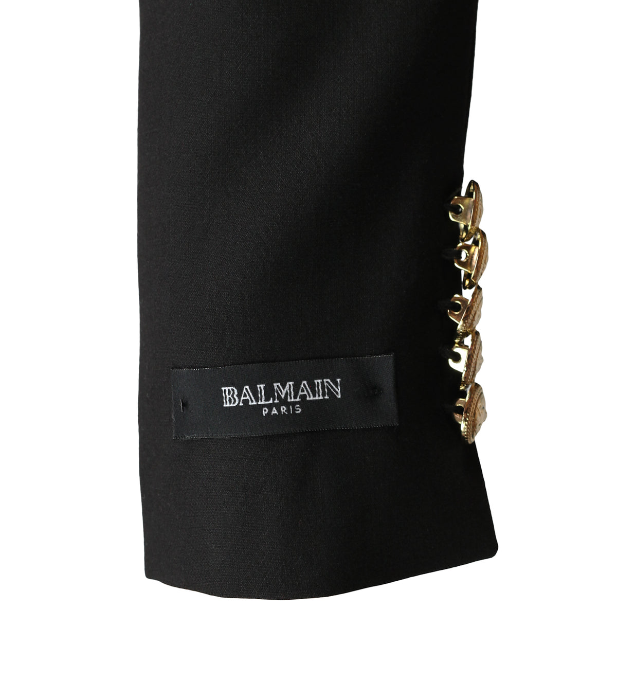 Balmain Women's Black Double-Breasted Blazer with Gold-Tone Buttons