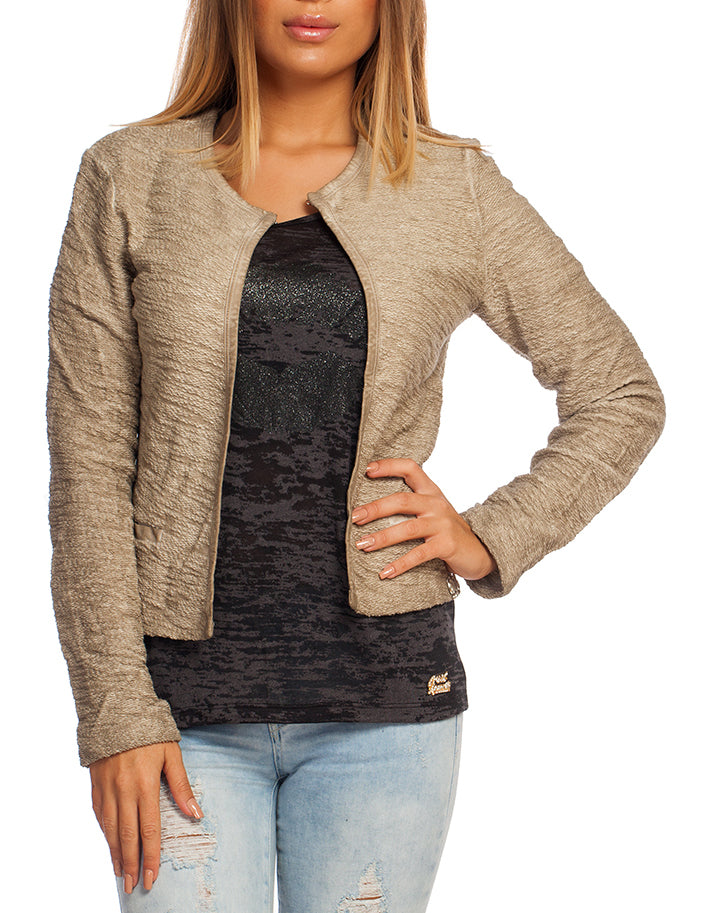 Dsquared2 Women's Beige Textured Cardigan with Sequin Heart