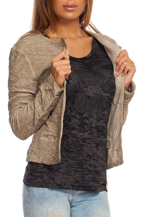 Dsquared2 Women's Beige Textured Cardigan with Sequin Heart