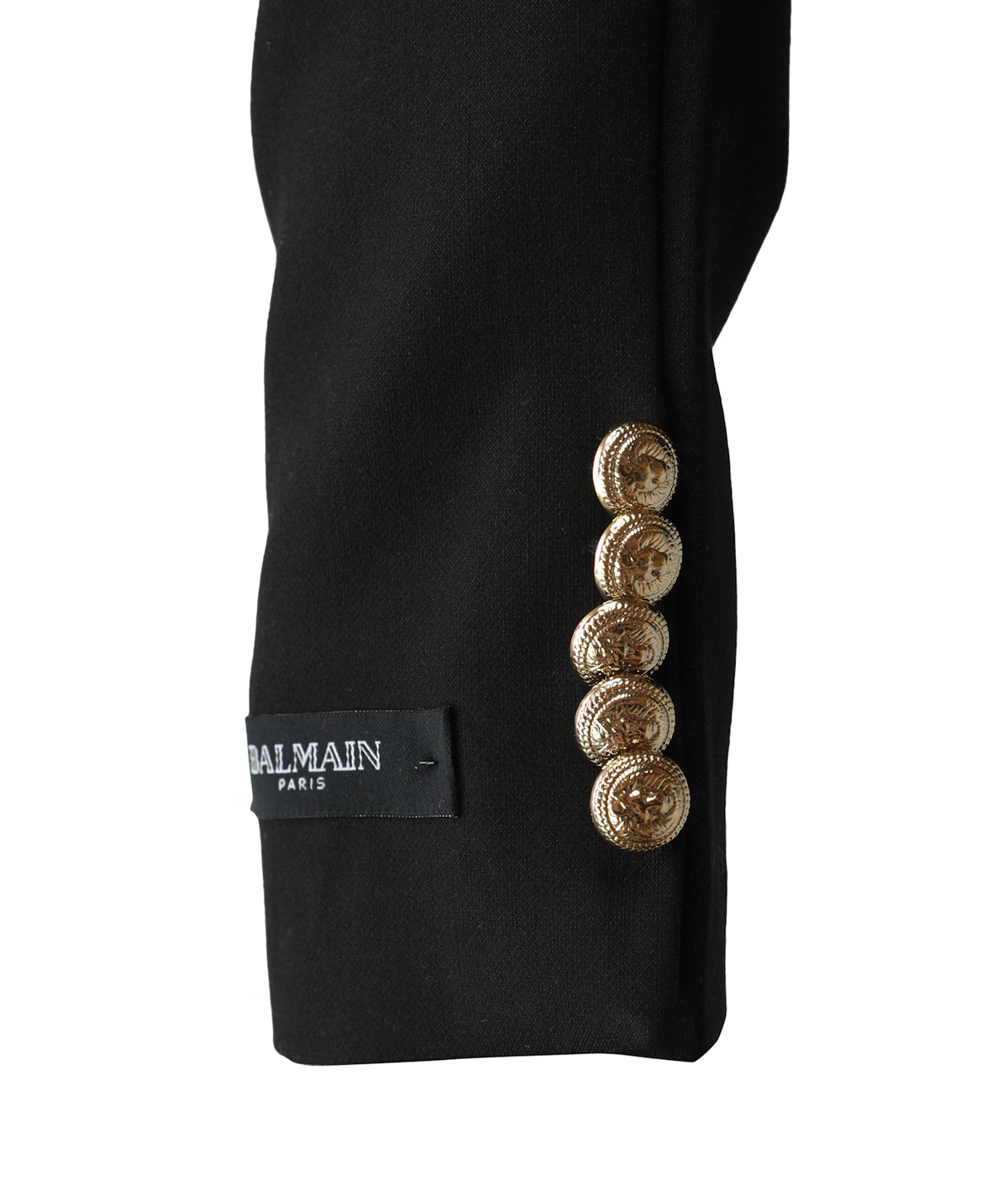 Balmain Women's Black Double-Breasted Blazer with Gold-Tone Buttons